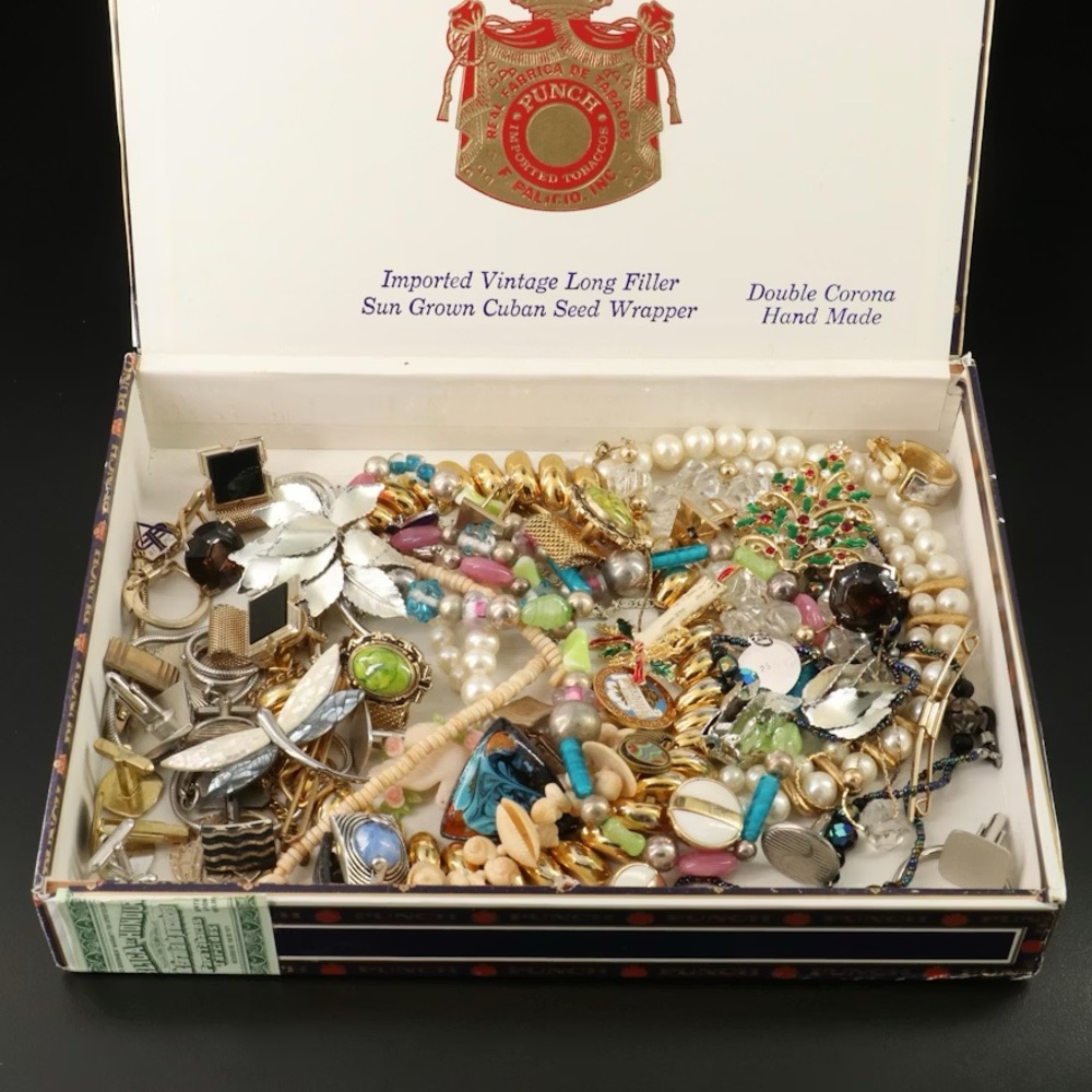 Vintage Estate Sale Jewelry Collection - Silver Gold Quartz Enamel